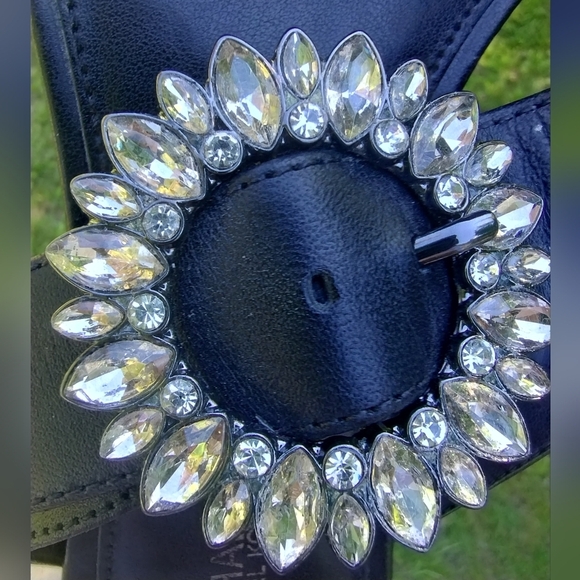 EUC Michael Kors Viola Ballet Mule Flat Black with Rhinestone Buckle - Picture 5 of 9